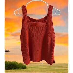 J.Crew Cable Knit Tank Size Large‎ Sleeveless Burnt Orange Top